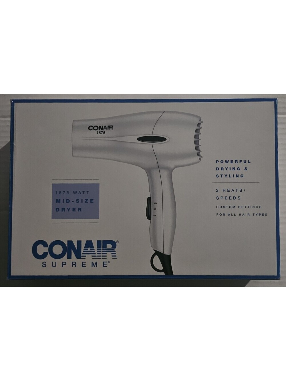 CONAIR SUPREME Mid-Size Hair Dryer 1875 Watt 2-speed Drying Styling white Color - Picture 3 of 4